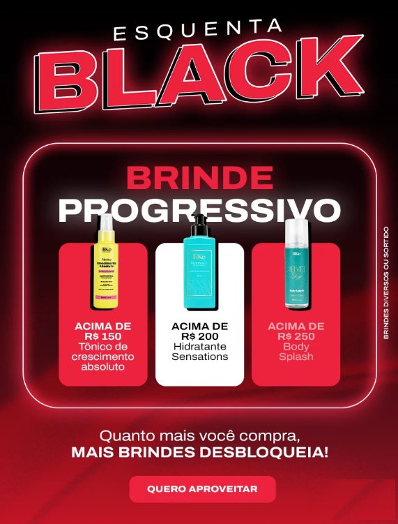 Esquenta Black: brinde progressivo. Quanto mais você compra, mais brindes desbloqueia.